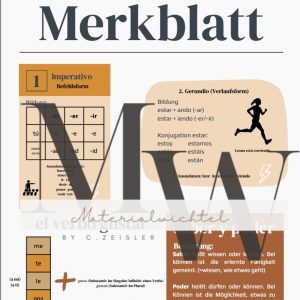 Merkblatt imperativo, gerundio, saber/poder, gustar