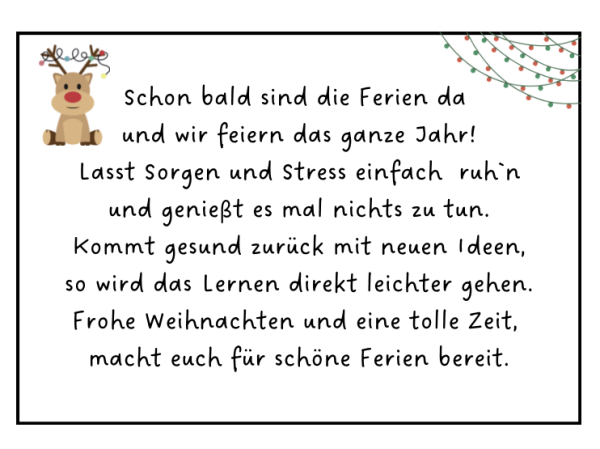 Weihnachts-/Feriengruß für deine Klasse